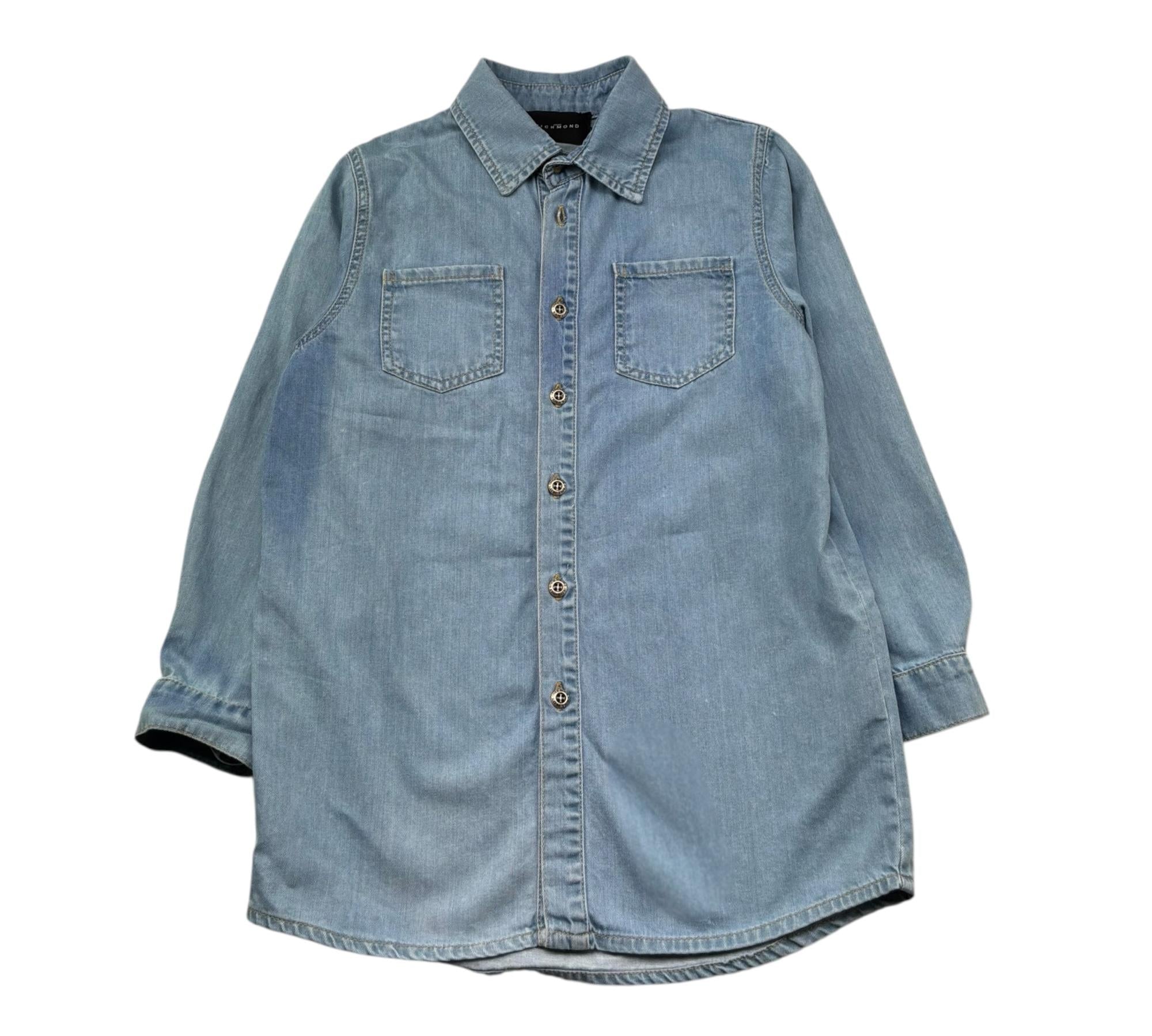 John Richmond Camicia Manica Lunga In Denim con Logo per Bambino RGP26057CA AZZURRO JOHN RICHMOND 