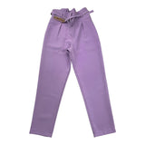 Pinko Pantalone Tinta Unita Con Cintura Lilla Per Bambina