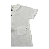 Teddy E Minou Pagliaccetto Mezza Manica Tinta Unita per Neonato E25TU008C0070 PANNA TEDDY E MINOU 