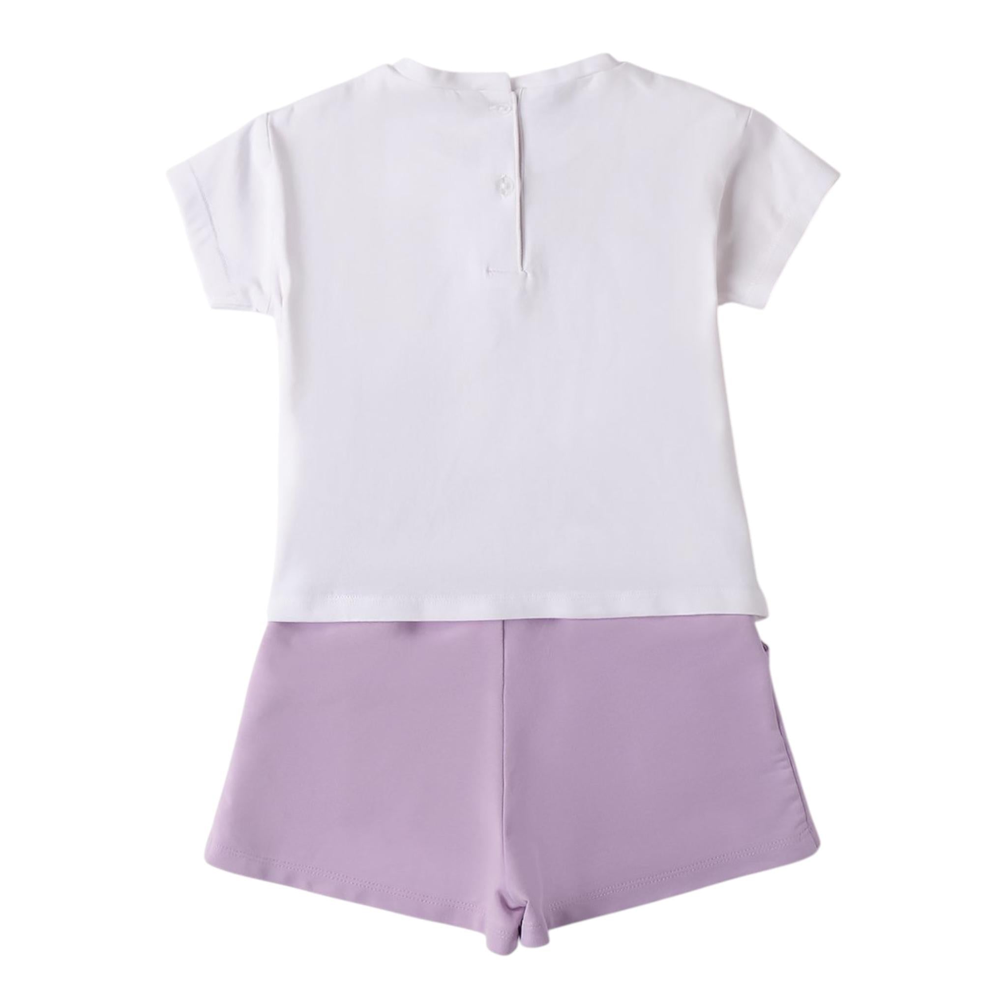Sarabanda Completo 2 Pezzi T-Shirt-Short per Bambina 0B255X BIANCO/LILLA SARABANDA 