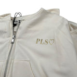 Please Felpa Tinta Unita con Zip E Cappuccio per Bambina LK20042G72 PANNA PLEASE 