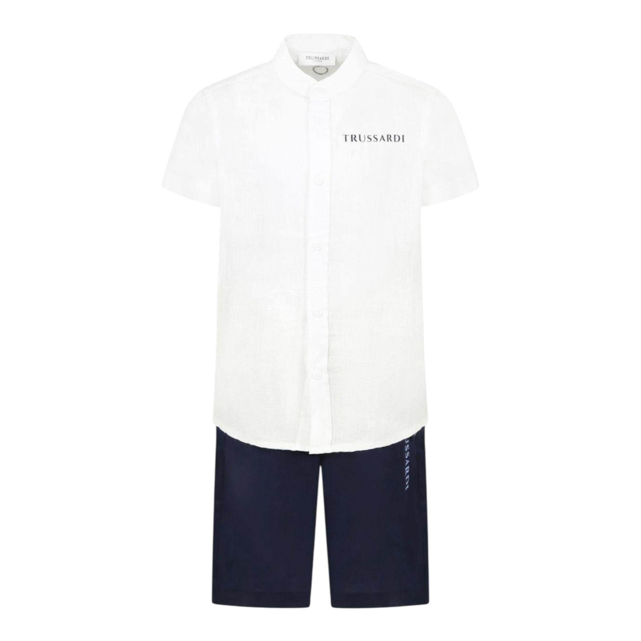 Trussardi Completo 2 Pezzi Bicolore Camicia-Bermuda Bianco/Blu per Bambino TBP25013CLX BIANCO/BLU TRUSSARDI 