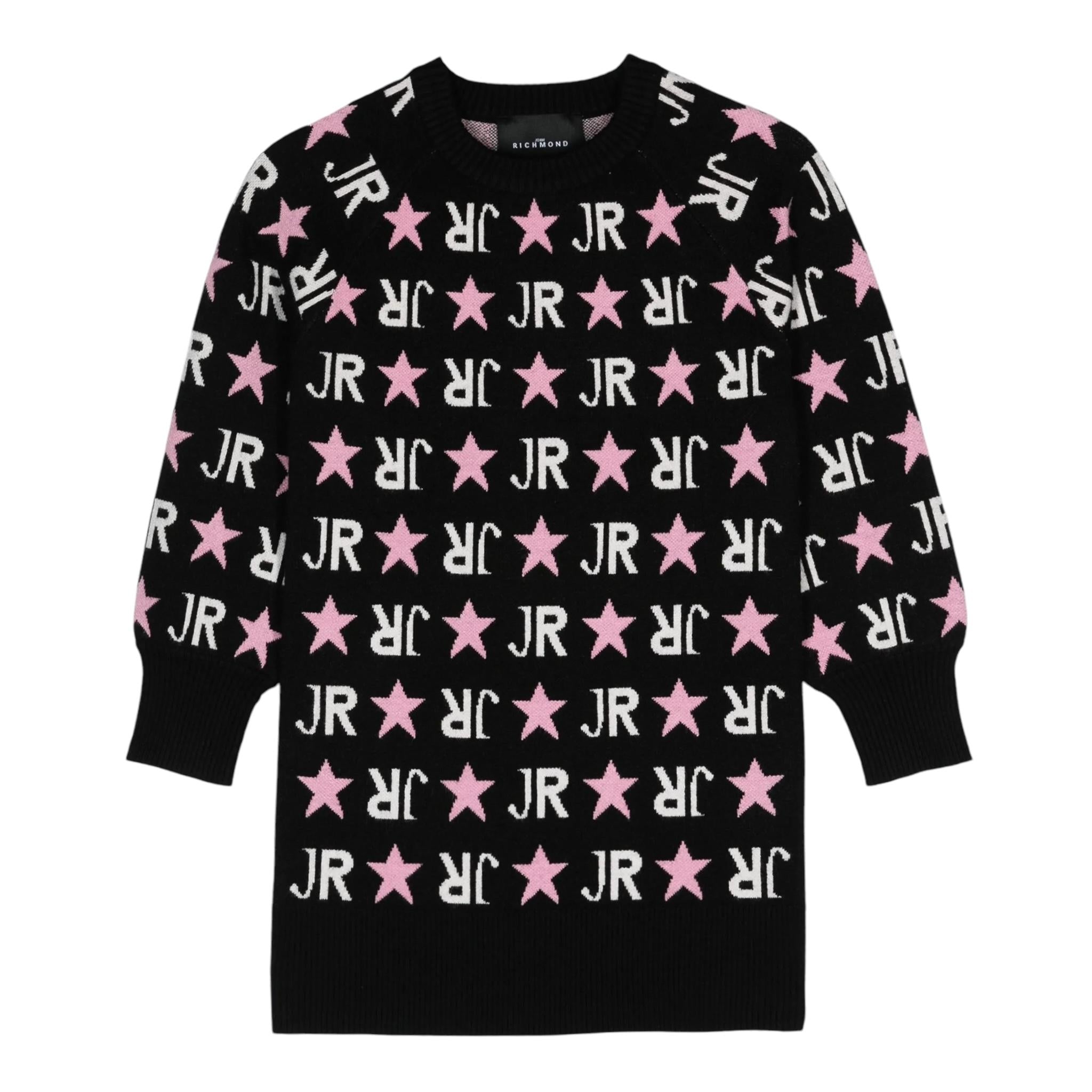 JOHN RICHMOND abito manica lunga in maglia con stampe logo Nero per Bambina RGA24004VE NERO JOHN RICHMOND 