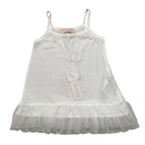 Please Abito Tinta Unita A Bretelline Con Tulle Bianco Per Neonata