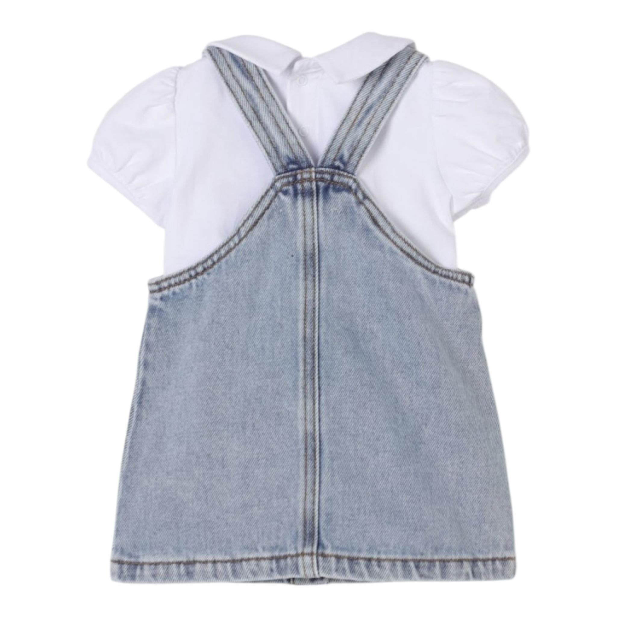 Moschino Completo 2 Pezzi T-Shirt-Salpette In Denim per Neonata MDG019 BIANCO MOSCHINO 