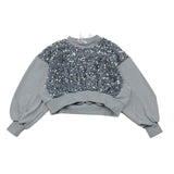 LU LU BY MISS GRANT felpa tinta unita con paillettes Grigio per Bambina LL3094 GRIGIO LU LU BY MISS GRANT 