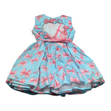 Daga Collection Abito Giromanica Tinta Unita con Stampa Fiocchi per Bambina M10061J AZZURRO DAGA COLLECTION 