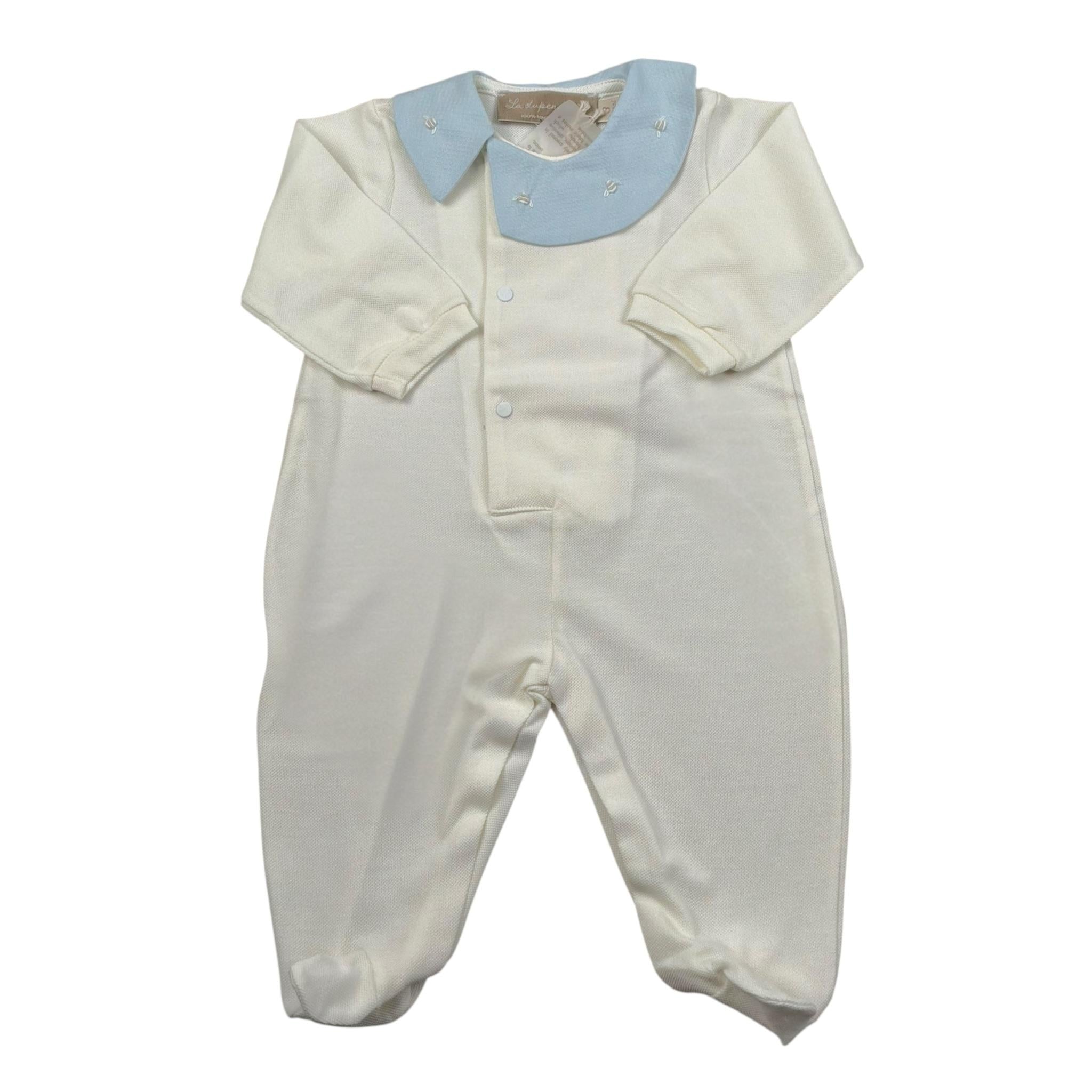 La Stupenderia Tutina Tinta Unita con Stampa per Neonata TBTT67 PANNA/AZZURRO LA STUPENDERIA 