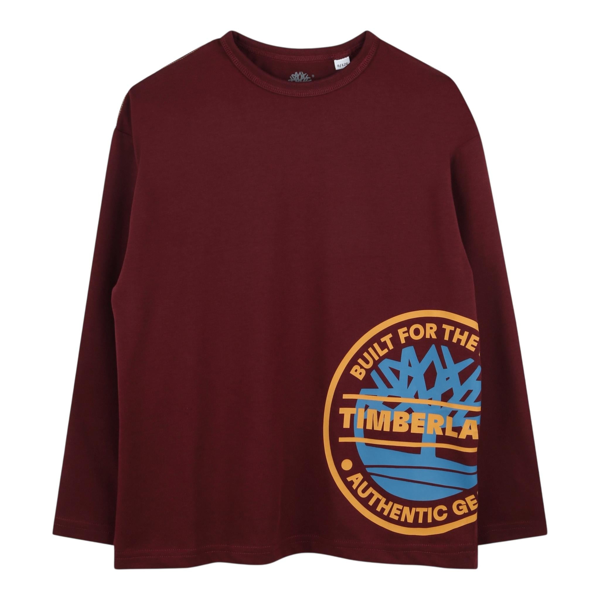 TIMBERLAND shirt girocollo tinta unita con logo Bordeaux per Bambino T60302 BORDEAUX TIMBERLAND 