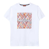 Missoni T-Shirt Girocollo Tinta Unita Con Stampa Bianco Per Bambino