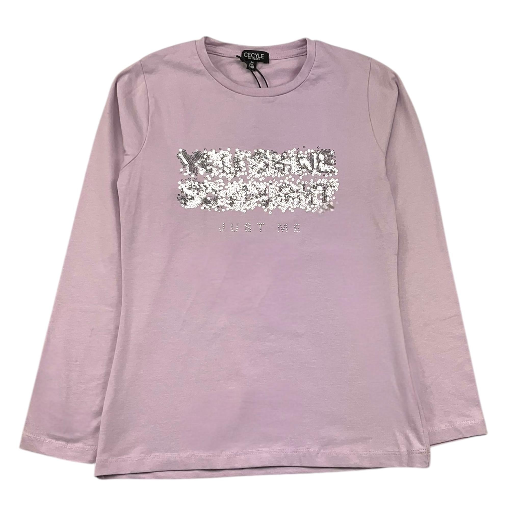 CECYLE shirt girocollo tint unita con stampa in contrasto Lilla per Bambina BY1823 LILLA CECYLE 