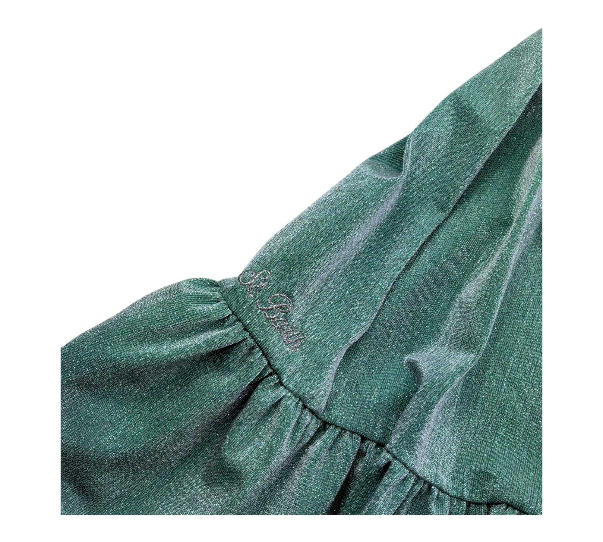Saint Barth Abito Bretelline Tinta Unita Lurex per Bambina MIKI001 VERDE SAINT BARTH 