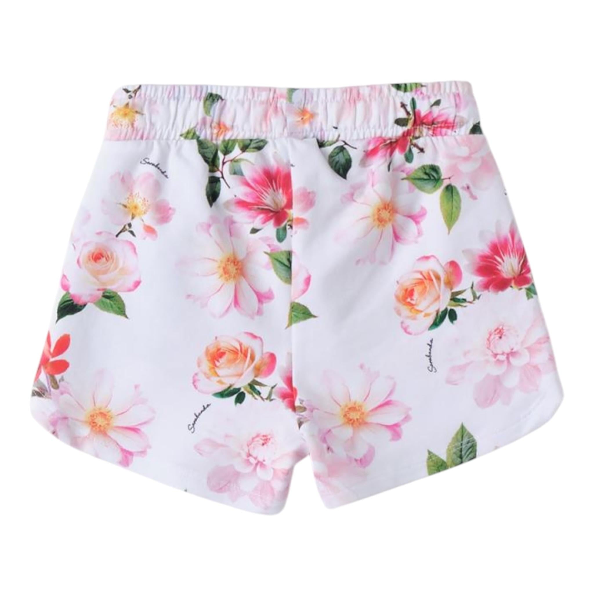 Sarabanda Short Tinta Unita con Fantasia Fiori per Bambina 0B221 BIANCO SARABANDA 