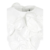 Simonetta Abito Giromanica Tinta Unita con Fiocchi per Bambina SW1B42S BIANCO SIMONETTA 