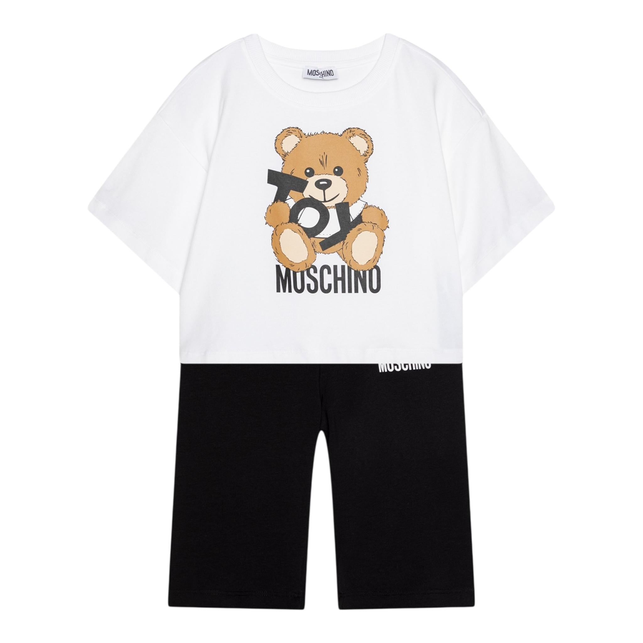 Moschino Completo 2 Pezzi T-Shirt-Leggins Bicolore per Bambina HDG01H BIANCO/NERO MOSCHINO 