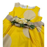 Colori Chiari Abito Giromanica tinta unita con Cinturino Giallo per Neonata FN107059 GIALLO COLORI CHIARI 