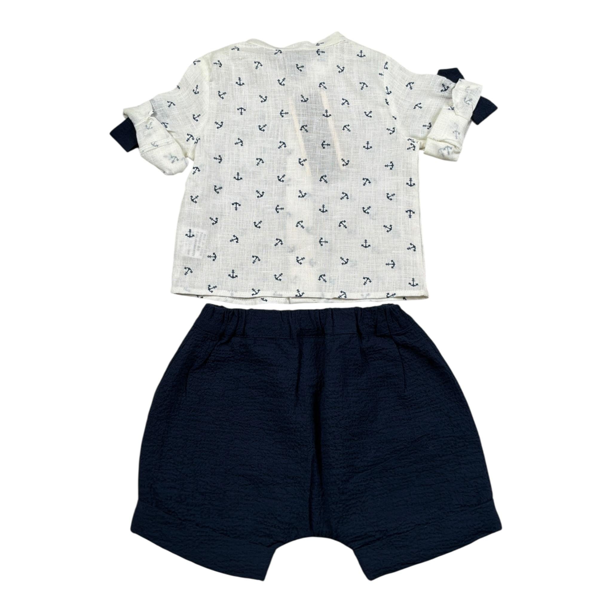 Marlu' Completo 2 Pezzi Camicia-Bermuda Bianco per Neonato EL6153 BIANCO MARLU' 