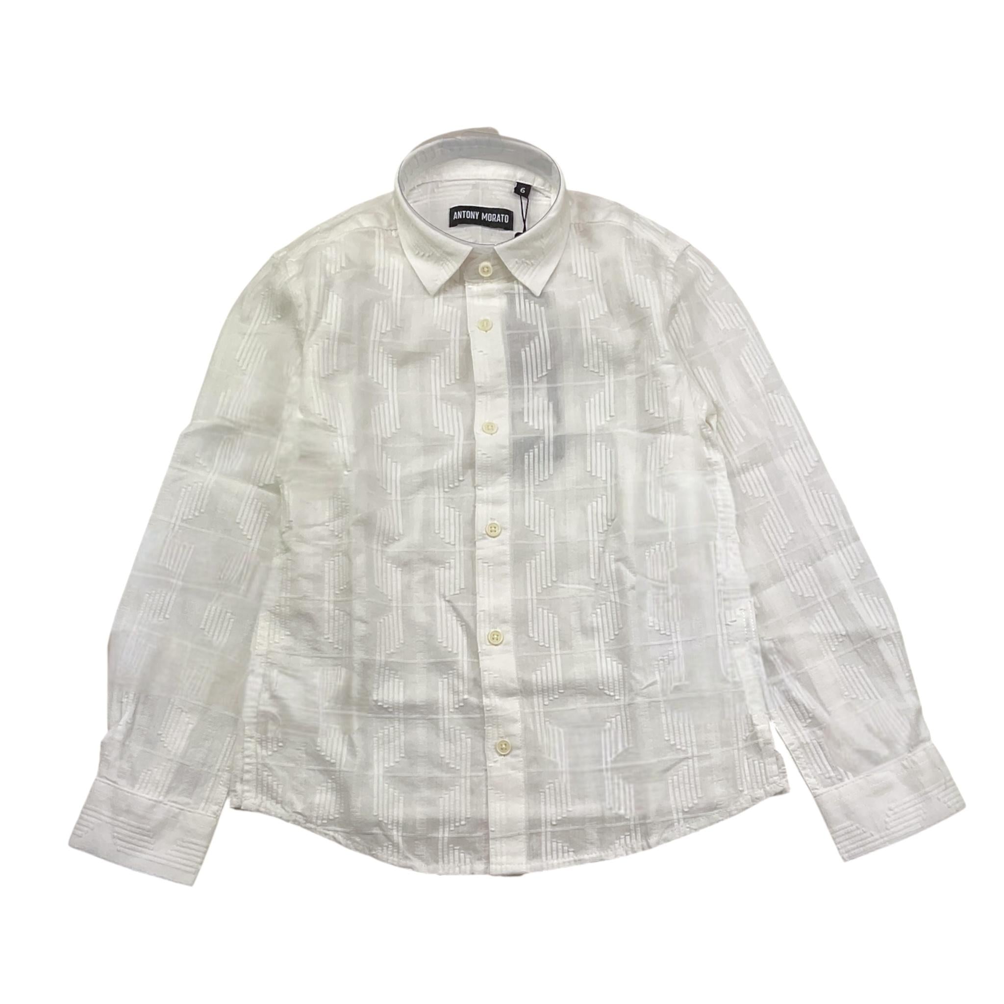 Antony Morato Camicia Tinta Unita con Fantasia Manica Lunga per Bambino MKSL002622 BIANCO ANTONY MORATO 