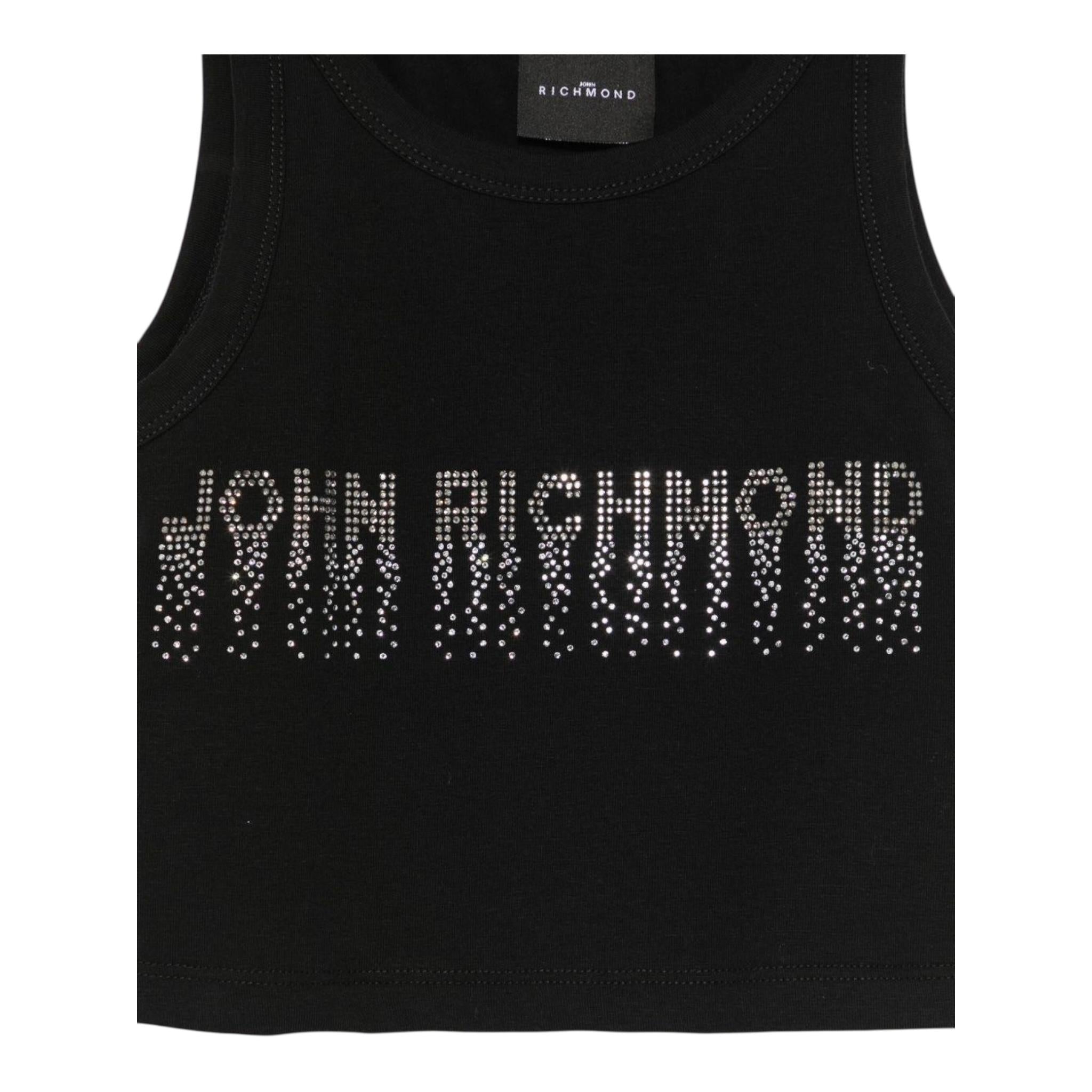 John Richmond Canotta Tinta Unita con Brillantini per Bambina RGP25204CN NERO JOHN RICHMOND 