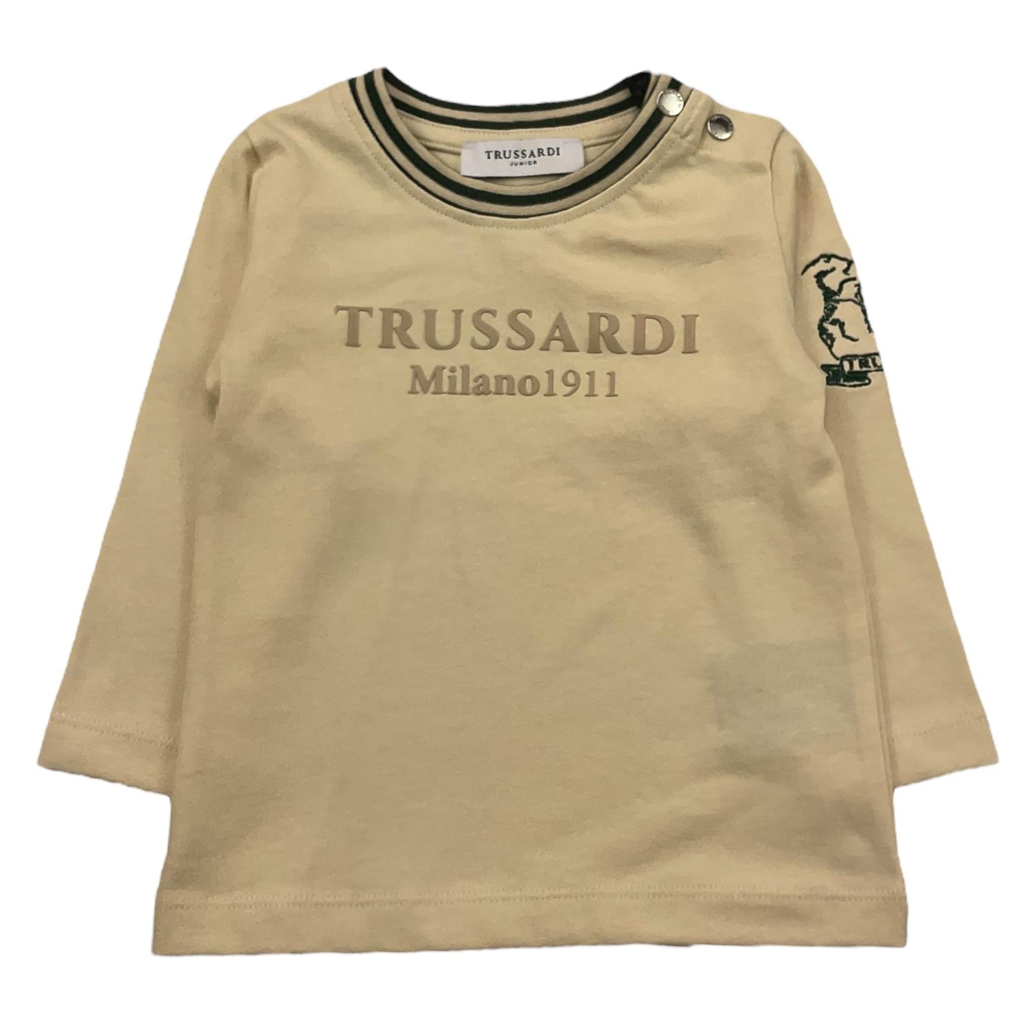 TRUSSARDI shirt girocollo tinta unita con stampa Panna per Neonato TIA25147TS PANNA TRUSSARDI 
