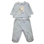 LE BEBE' completo 2 pezzi shirt-ghettina tinta unita in ciniglia Azzurro per Neonato LBB5075 AZZURRO LE BEBE' 