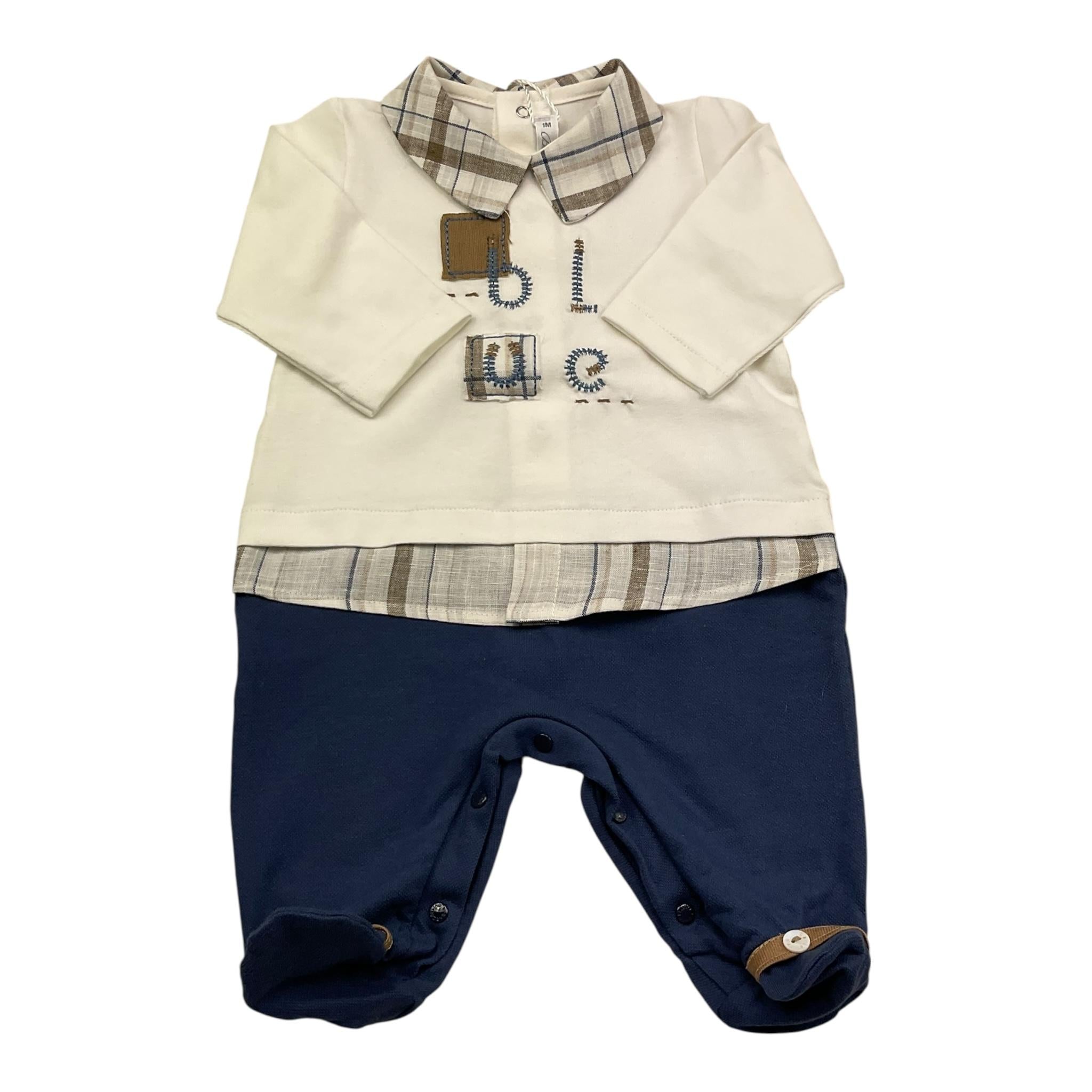 Barcellino Tutina Manica Lunga Bicolore per Neonato 120401 BIANCO/BLU BARCELLINO 