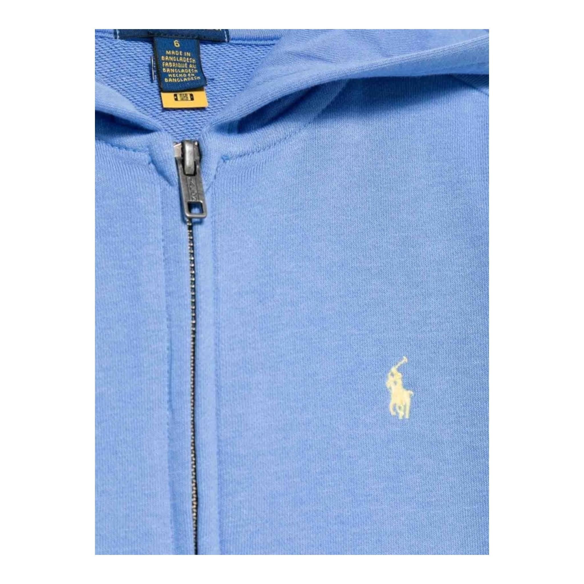 Ralph Lauren Felpa Tinta Unita con Zip E Cappuccio per Bambino 322964134003 AZZURRO RALPH LAUREN 