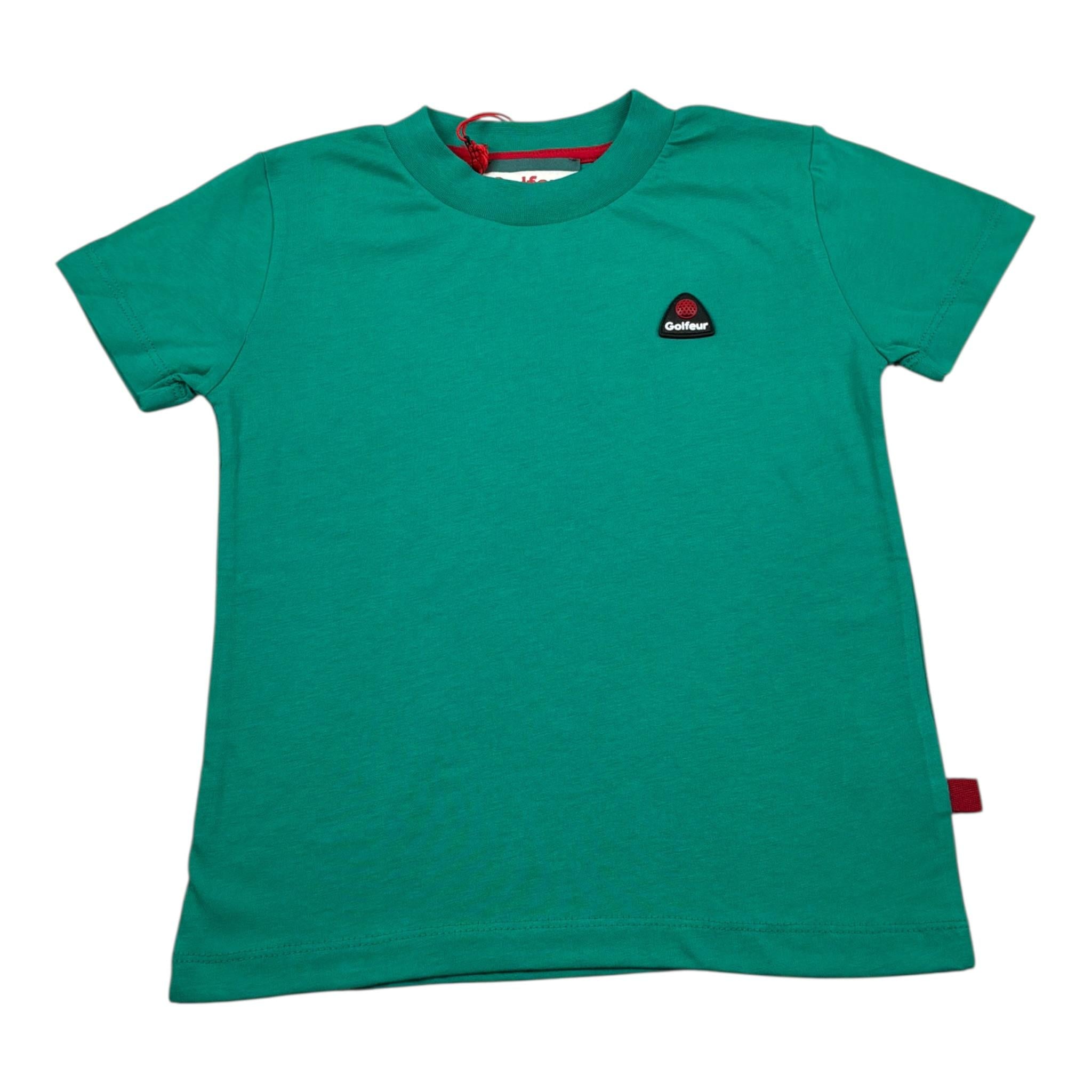 Golfeur Tshirt Girocollo tinta unita con Logo Verde per Bambino S5GKJBTH002 VERDE GOLFEUR 