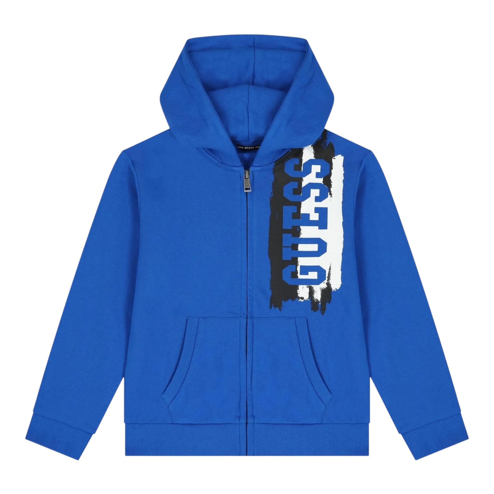 GUESS felpa con zip e cappuccio tinta unita cn logo Cobalto per Bambino N4YQ00KA6R3 COBALTO GUESS 