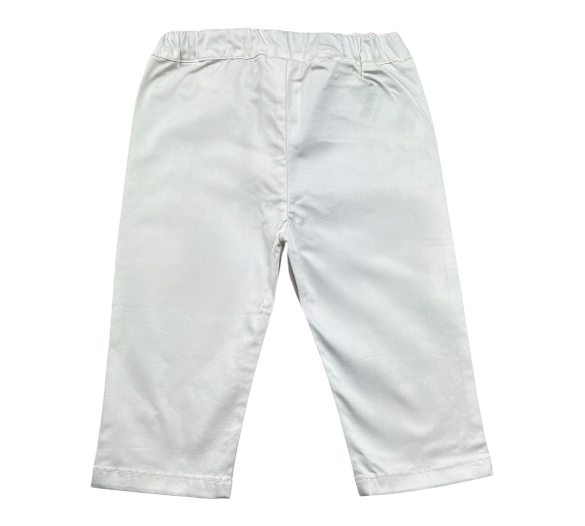 Minibanda Pantalone Tinta Unita con Elastico In Vita per Neonato 3B616 BIANCO MINIBANDA 