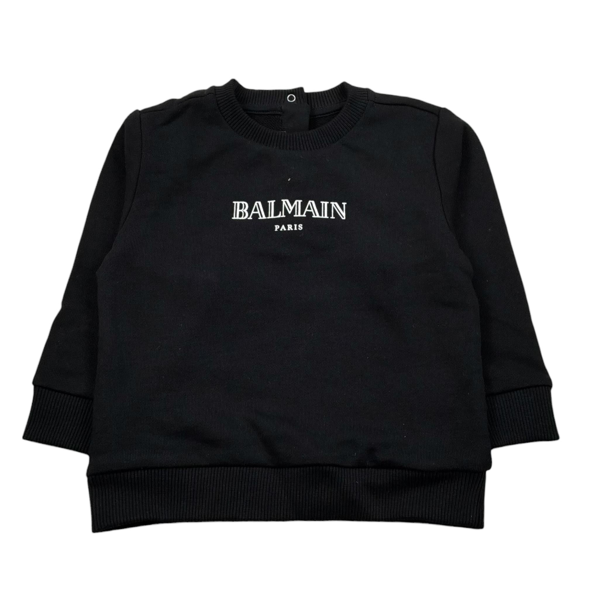 Balmain Felpa Chiusa Girocollo tinta unita con Logo Nero per Bambino BV4560X NERO BALMAIN 