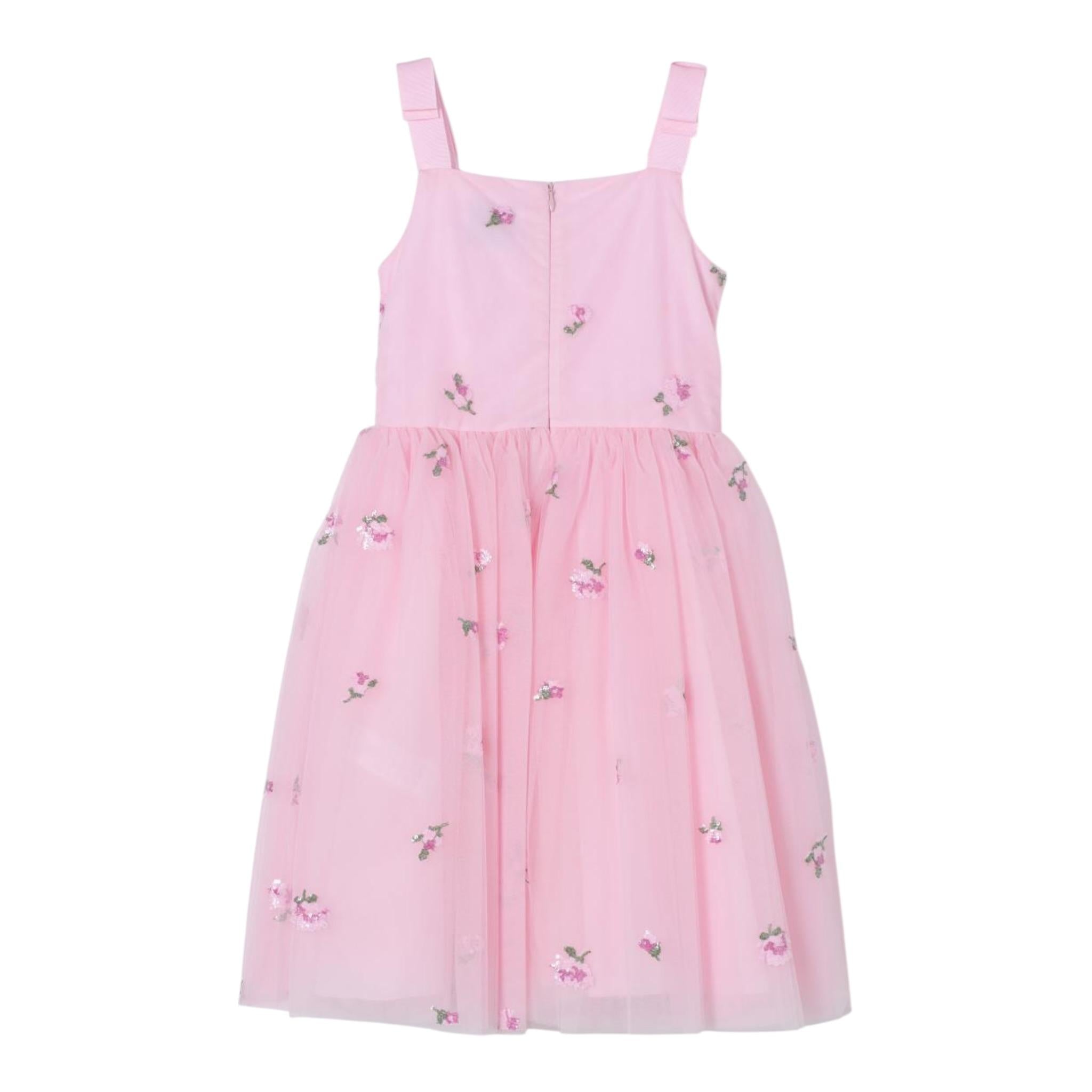 Simonetta Abito Cerimonia Tinta Unita con Paillettes per Bambina SU1B82 ROSA SIMONETTA 