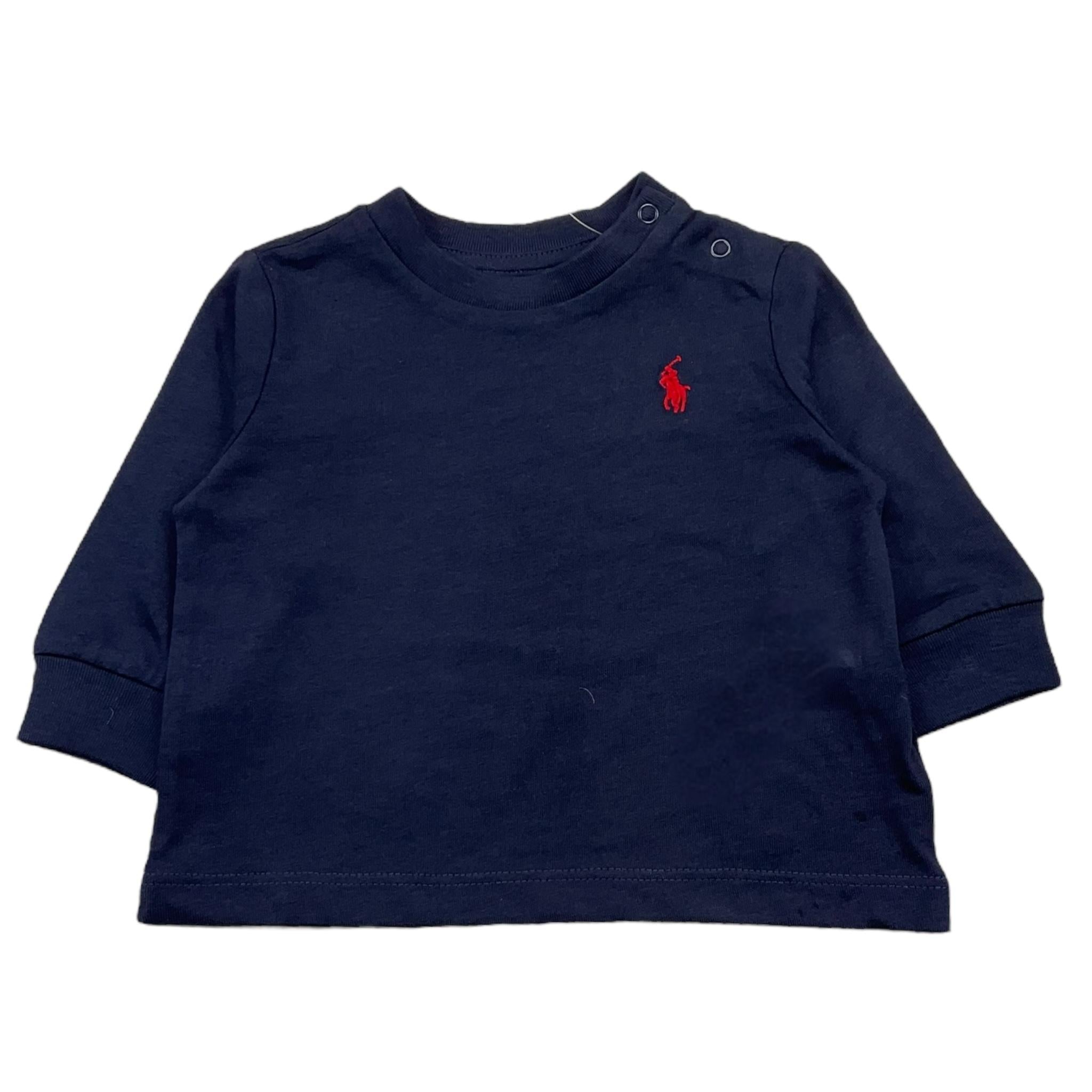 RALPH LAUREN shirt girocollo tinta unita con polsini Blu per Neonato 320843804002 BLU RALPH LAUREN 