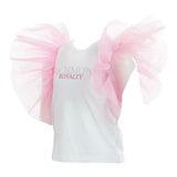 John Richmond T-Shirt Girocollo Tinta Unita Cn Tulle In Contrasto Bianco per Bambina