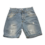 Over-D Denim Bermuda Shorts Einfarbig Mit Verstellbarem Bund Blau Für Jungen