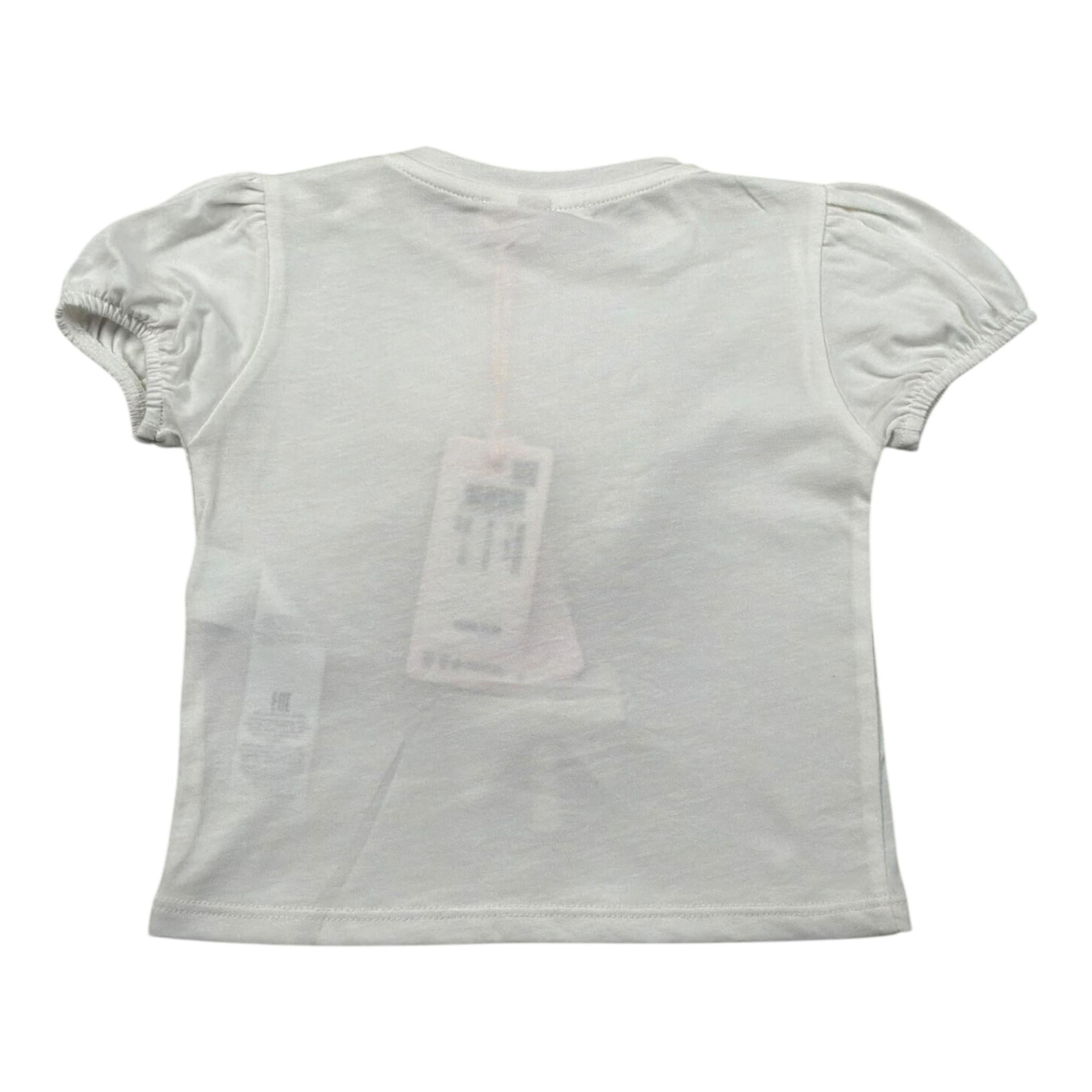 Please T-Shirt Girocollo Tinta Unita con Tulle per Neonata MB33030G73 BIANCO PLEASE 
