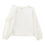 Please Felpa Tinta Unita con Tulle per Bambina LB03172G73 BIANCO PLEASE 