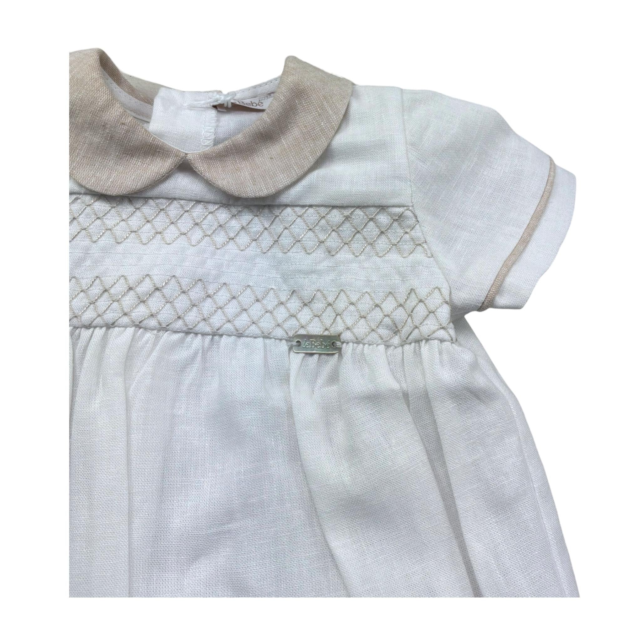 Le Bebe Pagliaccetto Mezza Manica Tinta Unita con Colletto In Contrasto per Neonato LBB5372 BIANCO LE BEBE 