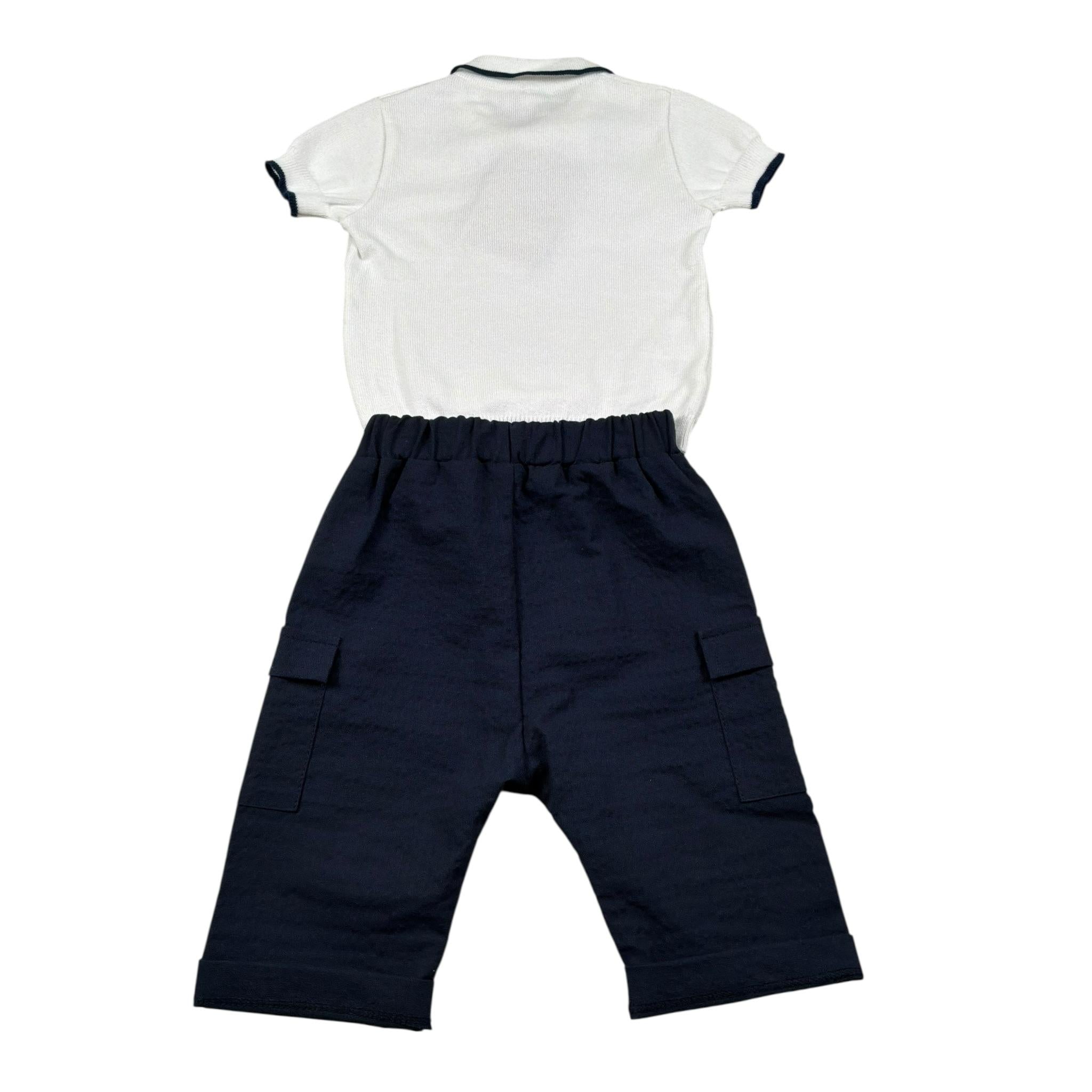 Lalalu' Completo 2 Pezzi Polo-Pantalone Bicolore per Neonato CTL003M BIANCO/BLU LALALU' 
