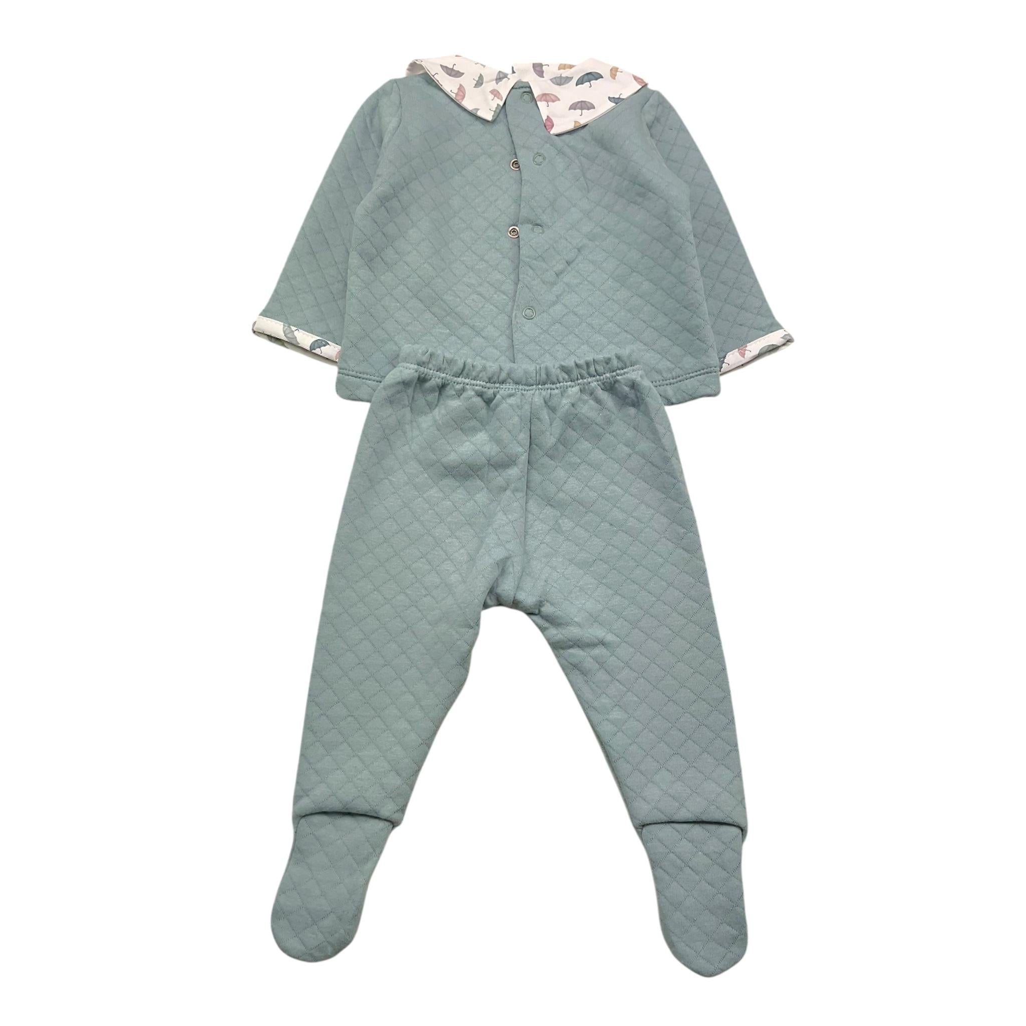 CALAMARO completo 2pz maglia-ghettina tinta unita con colletto in contrasto Azzurro per Neonato 11031 AZZURRO CALAMARO 