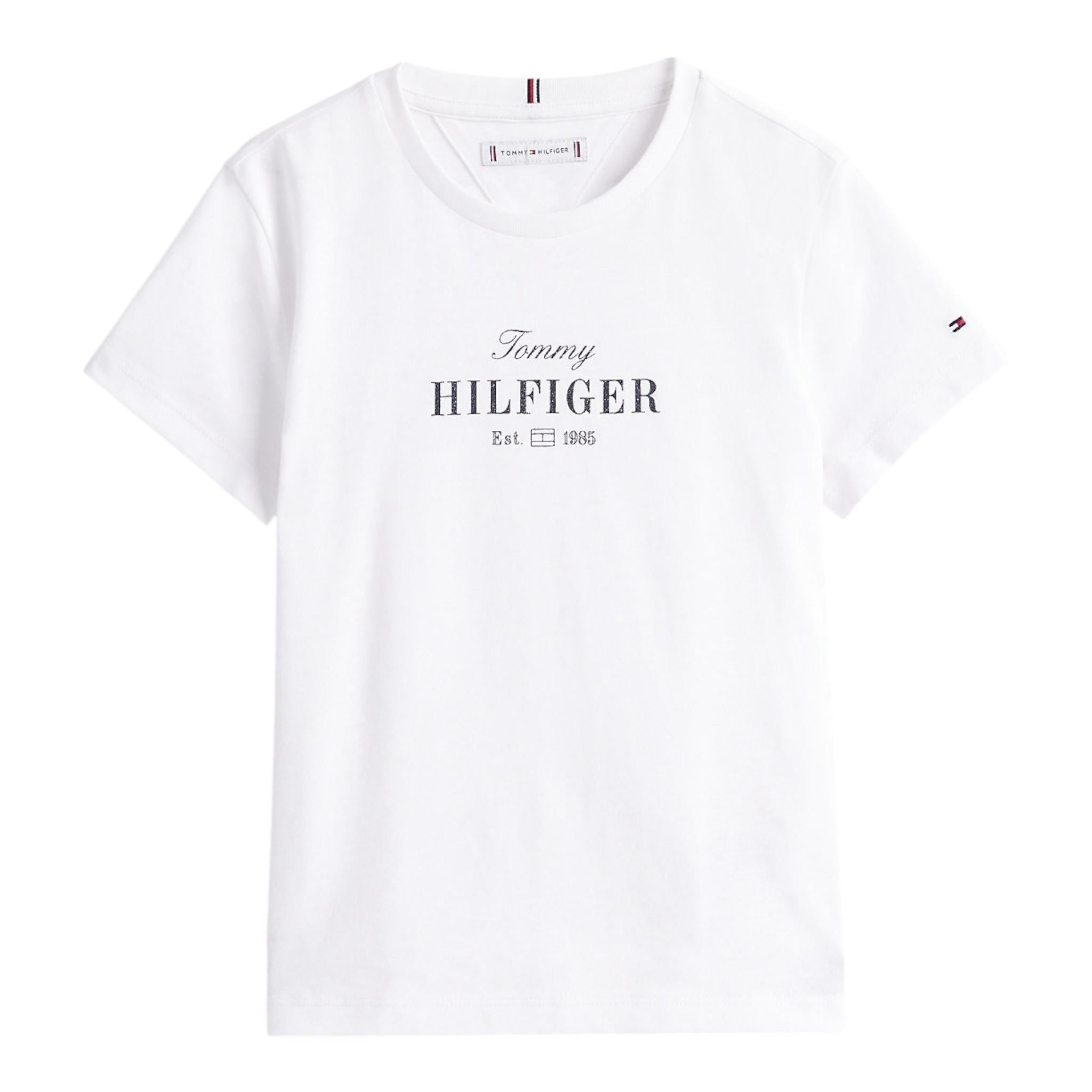 Tommy Hilfiger T-Shirt Girocollo Tina Unita con Stampa per Bambino KG0KG08524 BIANCO TOMMY HILFIGER 