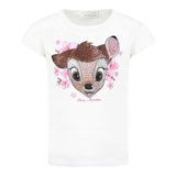 Monnalisa T-Shirt Girocollo Tinta Unita con Stampa per Bambina 19E607 BIANCO MONNALISA 