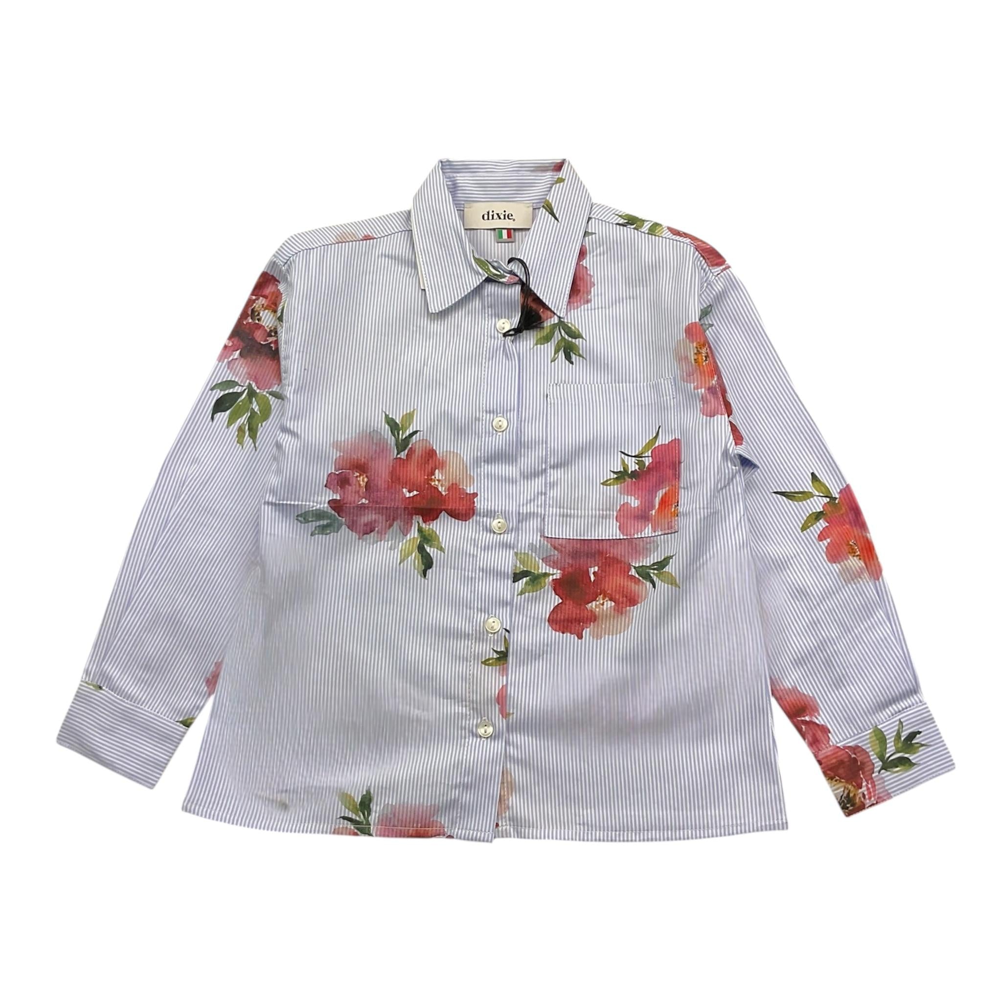 DIXIE camicia tinta unita con fantasia a righe e stampa fiori