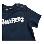Dsquared2 T-Shirt Girocollo Tinta Unita con Stampa per Neonato DQ042R BLU DSQUARED2 