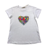 Yes Zee T-Shirt Girocollo Tinta Unita Con Stampa Bianco Per Bambina