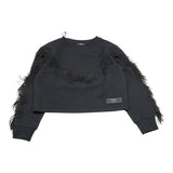 BALMAIN felpa tinta unita con frange Nero per Bambina BV4A30 NERO BALMAIN 