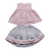 Ilfarobimbi Completo Canotta-Gonna Bicolore Con Fantasia A Righe Bianco Per Bambina