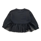 DIXIE felpa tinta unita girocollo con logo e tulle Nero per Bambina LB20040G67 NERO DIXIE 