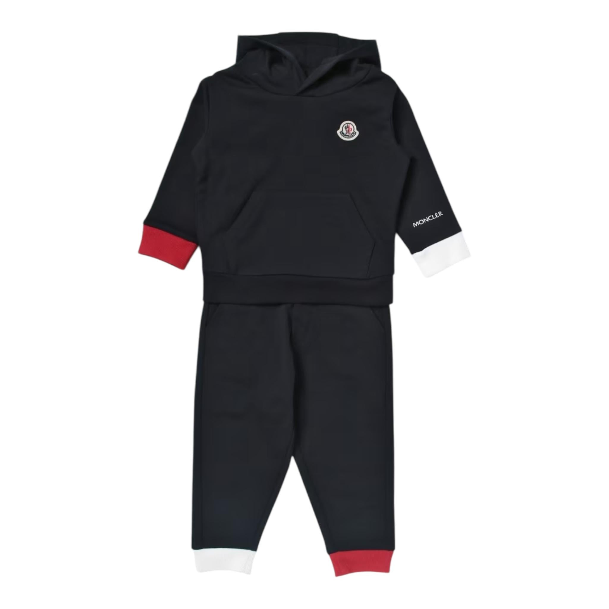 MONCLER completo 2 pezzi felpa-pantalone tinta unita Blu per Bambino 9548M00008 BLU MONCLER 