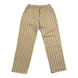 Please Pantalone Tinta Unita con Fantasia A Righe Beige per Bambino
